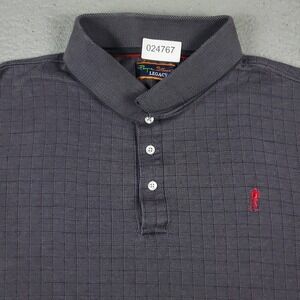 Payne Stewart Polo Shirt Mens Large Gray Check Golf Casual Short Sleeve